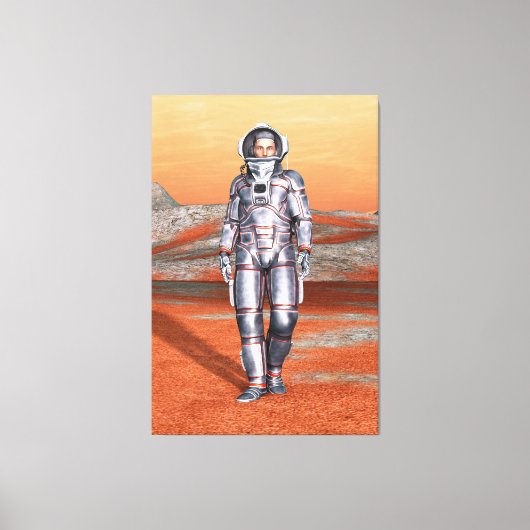 Astronaut Mars Space Explorer auf Alien Planet Leinwanddruck (Vorderseite)