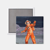 Astronaut Mars Space Explorer auf Alien Planet Magnet (Vorderseite/Rückseite)