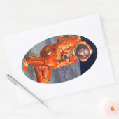 Astronaut Mars Space Explorer auf Alien Planet Ovaler Aufkleber (Umschlag)