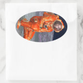 Astronaut Mars Space Explorer auf Alien Planet Ovaler Aufkleber (Tasche)