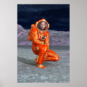 Astronaut Mars Space Explorer auf Alien Planet Poster