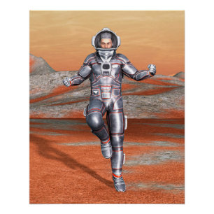 Astronaut Mars Space Explorer auf Alien Planet Poster