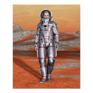 Astronaut Mars Space Explorer auf Alien Planet Poster