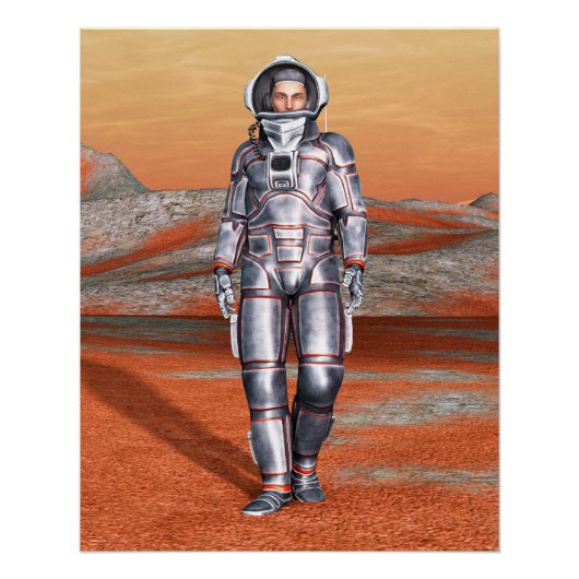 Astronaut Mars Space Explorer auf Alien Planet Poster (Vorderseite)