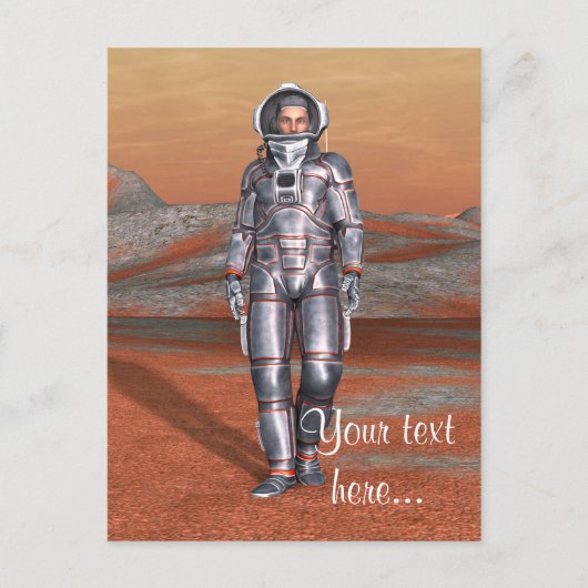 Astronaut Mars - Space Explorer auf Alien Planet Postkarte (Vorderseite)