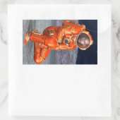 Astronaut Mars Space Explorer auf Alien Planet Rechteckiger Aufkleber (Tasche)