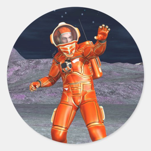 Astronaut Mars Space Explorer auf Alien Planet Runder Aufkleber (Vorderseite)