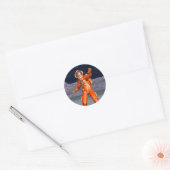 Astronaut Mars Space Explorer auf Alien Planet Runder Aufkleber (Umschlag)