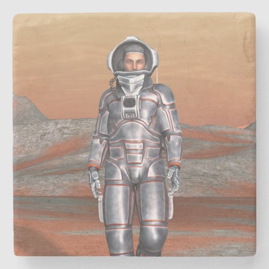 Astronaut Mars - Space Explorer auf Alien Planet Steinuntersetzer (Vorderseite)