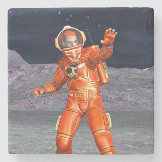 Astronaut Mars Space Explorer auf Alien Planet Steinuntersetzer (Vorderseite)