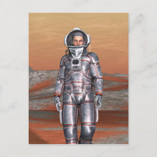 Astronaut Mars - Weltraumforscher auf einem außeri Postkarte