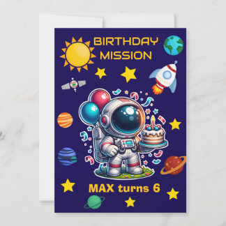 Astronaut Mission Birthday Invitation Editable Einladung