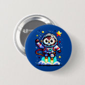 Astronaut mit 8 Bit - Retro Pixel Space Explorer Button (Vorne & Hinten)