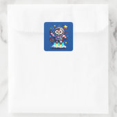 Astronaut mit 8 Bit - Retro Pixel Space Explorer Quadratischer Aufkleber (Tasche)
