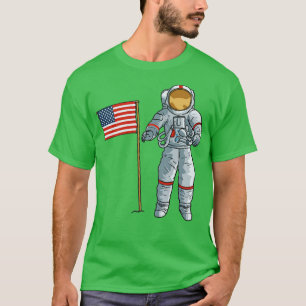 Astronaut mit American Flag Space Moon USA T-Shirt