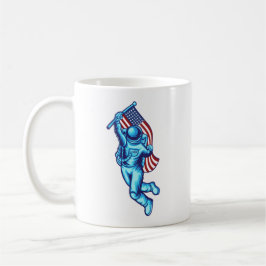 Astronaut mit amerikanischer Flagge Kaffeetasse