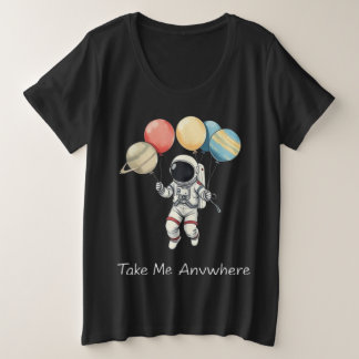 Astronaut mit Ballonflugzeugen Große Größe T-Shirt