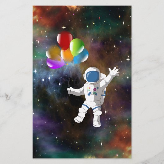 Astronaut mit Balloons Briefpapier (Vorderseite)