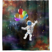 Astronaut mit Balloons Duschvorhang (Vorderseite)