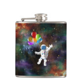Astronaut mit Balloons Flachmann (Vorderseite)