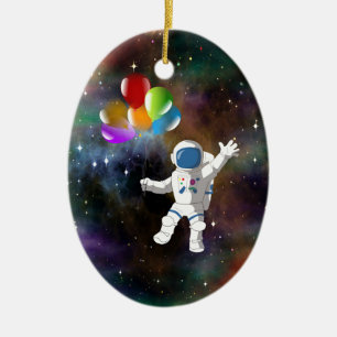 Astronaut mit Balloons Keramikornament