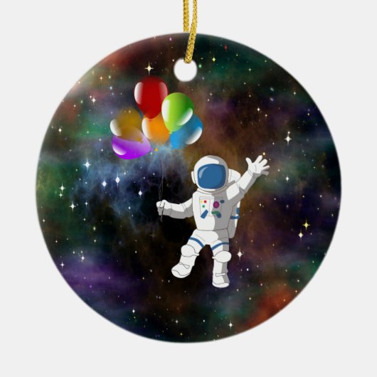 Astronaut mit Balloons Keramikornament (Vorne)