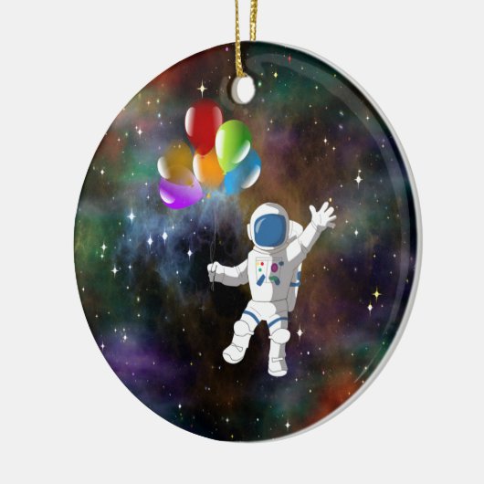 Astronaut mit Balloons Keramikornament (Links)