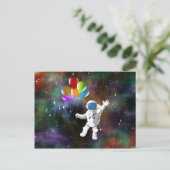 Astronaut mit Balloons Postkarte (Stehend Vorderseite)