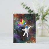 Astronaut mit Balloons Postkarte (Stehend Vorderseite)