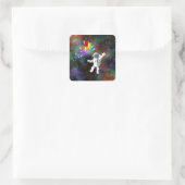 Astronaut mit Balloons Quadratischer Aufkleber (Tasche)