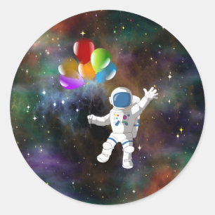 Astronaut mit Balloons Runder Aufkleber