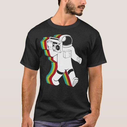 Astronaut mit Boombox Klassischer T - Shirt (Vorderseite)