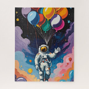 Astronaut mit bunten Ballons im Weltraum Puzzle