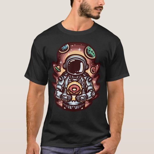 Astronaut mit Donut Space T Shirt Design (Vorderseite)