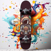 Astronaut mit Doughnut Funny Personalisiert Name Skateboard