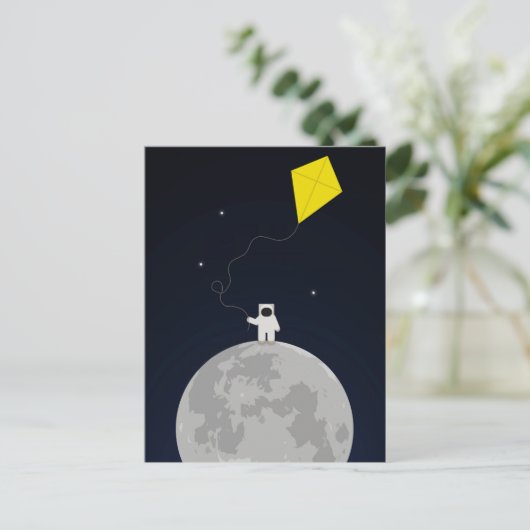 Astronaut mit Drachen Postkarte (Stehend Vorderseite)