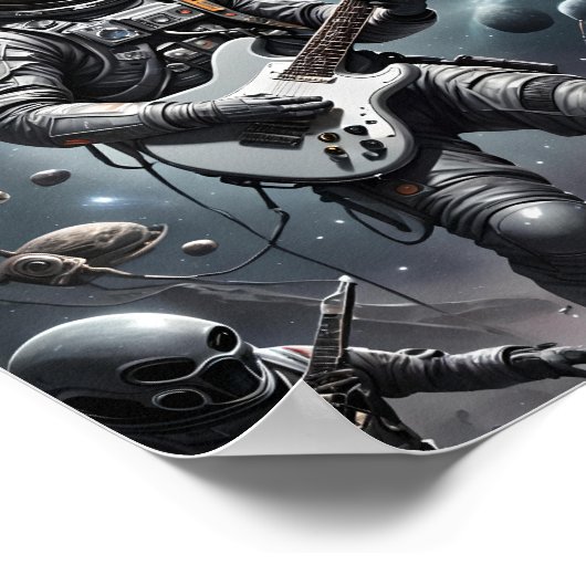 Astronaut mit E-Gitarrenposter Poster (Ecke)