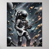 Astronaut mit E-Gitarrenposter Poster (Vorne)