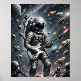 Astronaut mit E-Gitarrenposter Poster
