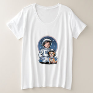 Astronaut mit einem Haustier (wie ein Hund in eine Große Größe T-Shirt