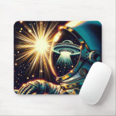 Astronaut mit einem Spiegelbild eines UFO Mousepad (Mit Mouse)
