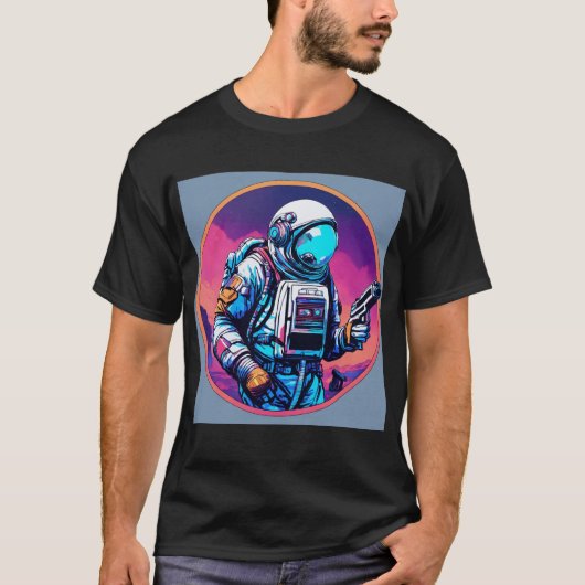 Astronaut mit einer Waffe: T - Shirt des Raumfahrt (Vorderseite)