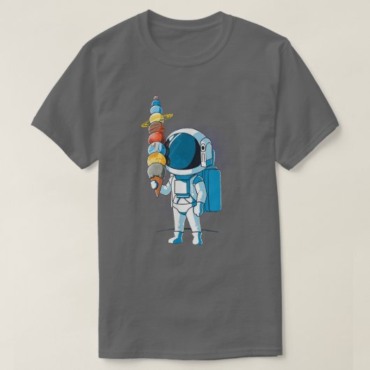 Astronaut mit Eiscreme im Weltraumholz Bal T-Shirt (Design vorne)
