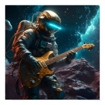 Astronaut mit Electric Guitar Visions Poster