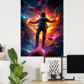 Astronaut mit glühendem Feuer Poster (Heimbüro)