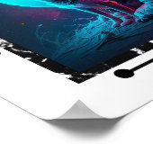 Astronaut mit Hund im Weltraum , Neon Design Art Poster (Ecke)