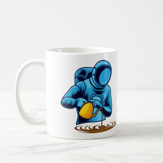Astronaut mit Kaffee Barista Kaffeetasse (Links)