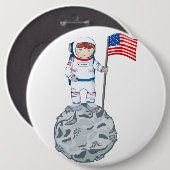 Astronaut mit Namensschild Button (Vorne & Hinten)