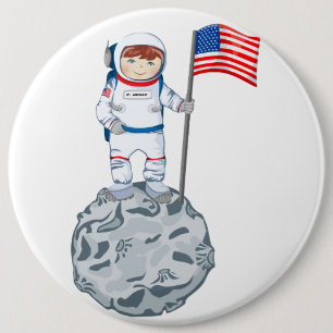 Astronaut mit Namensschild Button