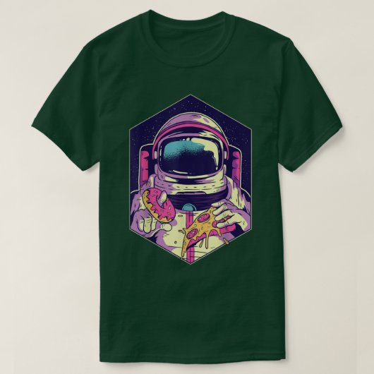 Astronaut mit Pizzaslice Pizza Astronaut T - Shirt (Design vorne)